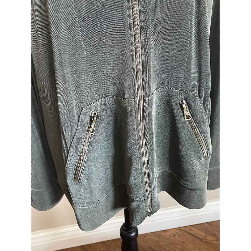 Chico's Travelers XL (3) Moss Green Full Zip Flowy Jacket Travel Lounge Vacay - Picture 5 of 7